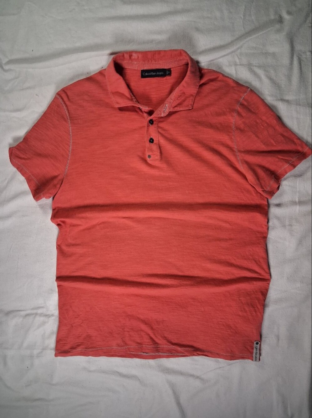 Calvin Klien Red Size Medium Henley Button-Up Polo Style Shirt